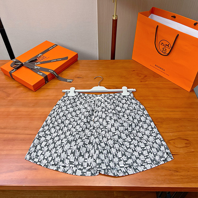 hermes allover geometric print drawstring swim shorts